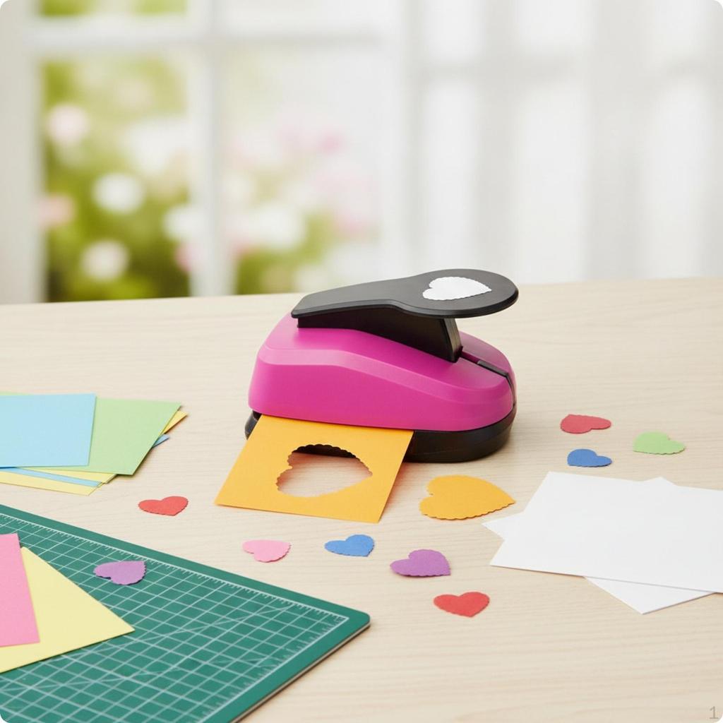 Paper Punch with Lever HandOperated Bicolor Stamp Punching Device for Crafters,