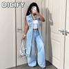 DICFY Women's Vintage Casual Solid Color Print Autumn Winter Sleeveless POLO Neck Jackets & Coats