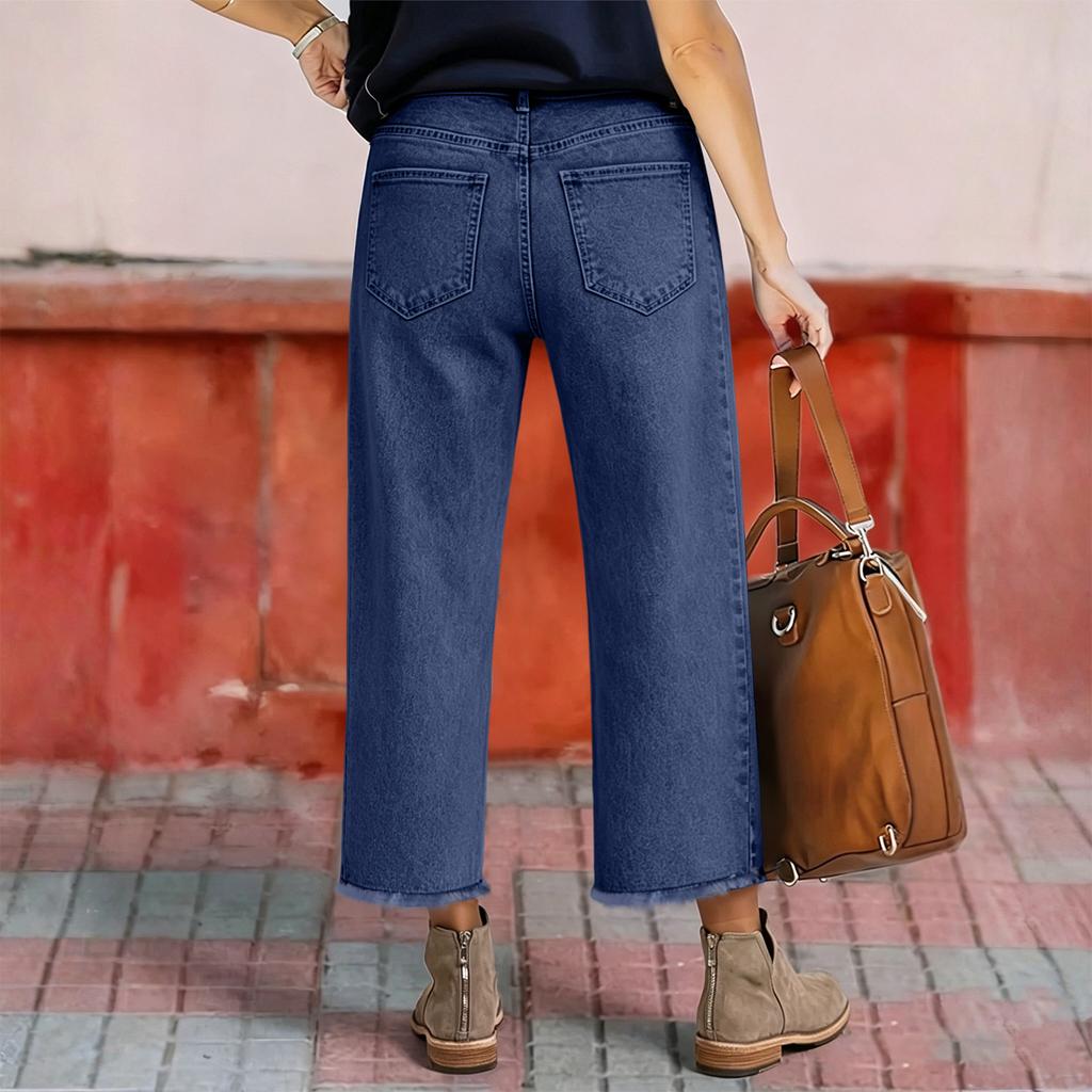 Women's High Waist Cropped Jeans, Stretch Denim Pants