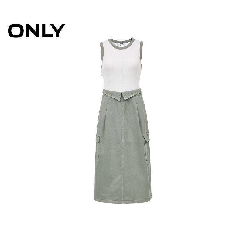 ONLY Women's Spliced Faux Two-Piece Midi Dress