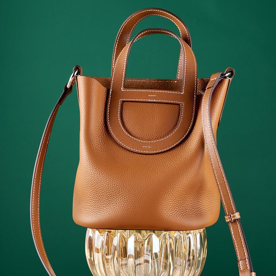 Top Layer Cowhide Pig Nose Bag 2025 New Versatile Handheld Basket Bag Genuine Leather Women's Bag Single Shoulder Crossbody Bag