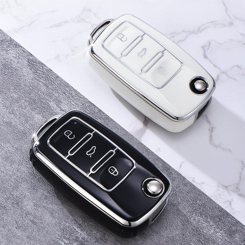 HEISSE TPU Auto Fernbedienung Schlüsselhülle Abdeckung Für Volkswagen VW Polo Golf Passat Tiguan Beetle Caddy T5 Up Eos Skoda Octavia Seat Leon Altea