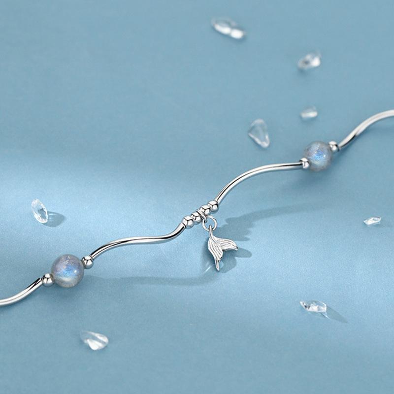 ANENJERY Moonstone Mermaid Tail Bracelet Ins Niche Design Female Friends Imitation Pearl Bracelet Accessories Wholesale