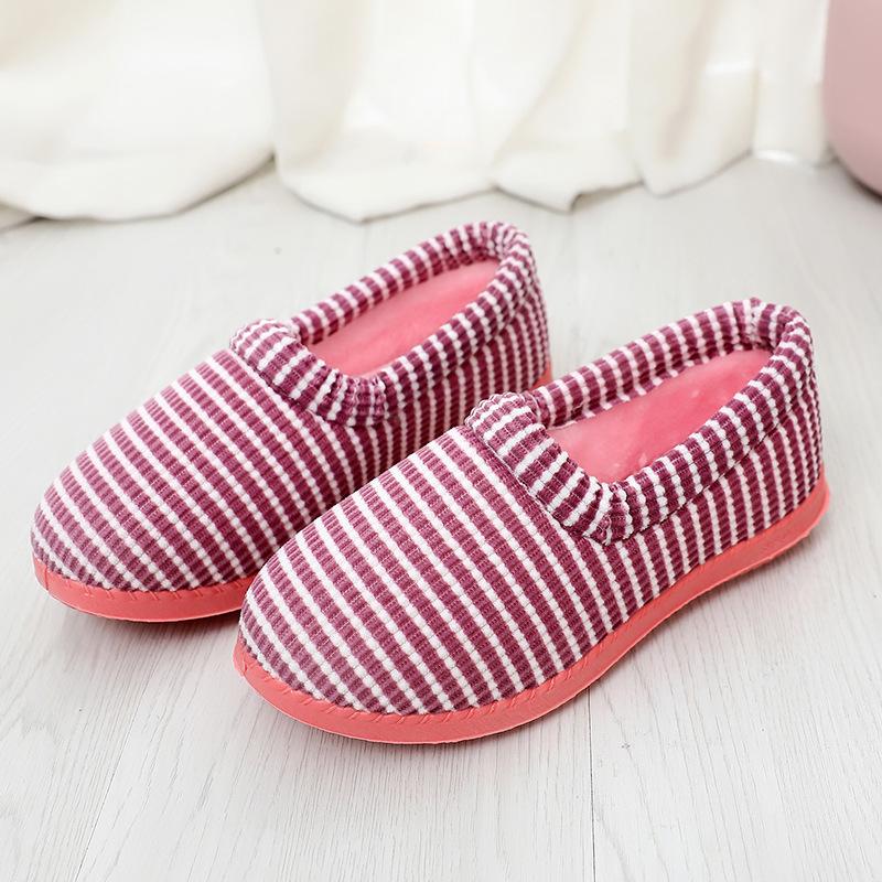 Winter cotton slippers women's old Beijing cloth shoes indoor bag heel plush home non-slip and warm low-top mother model durable