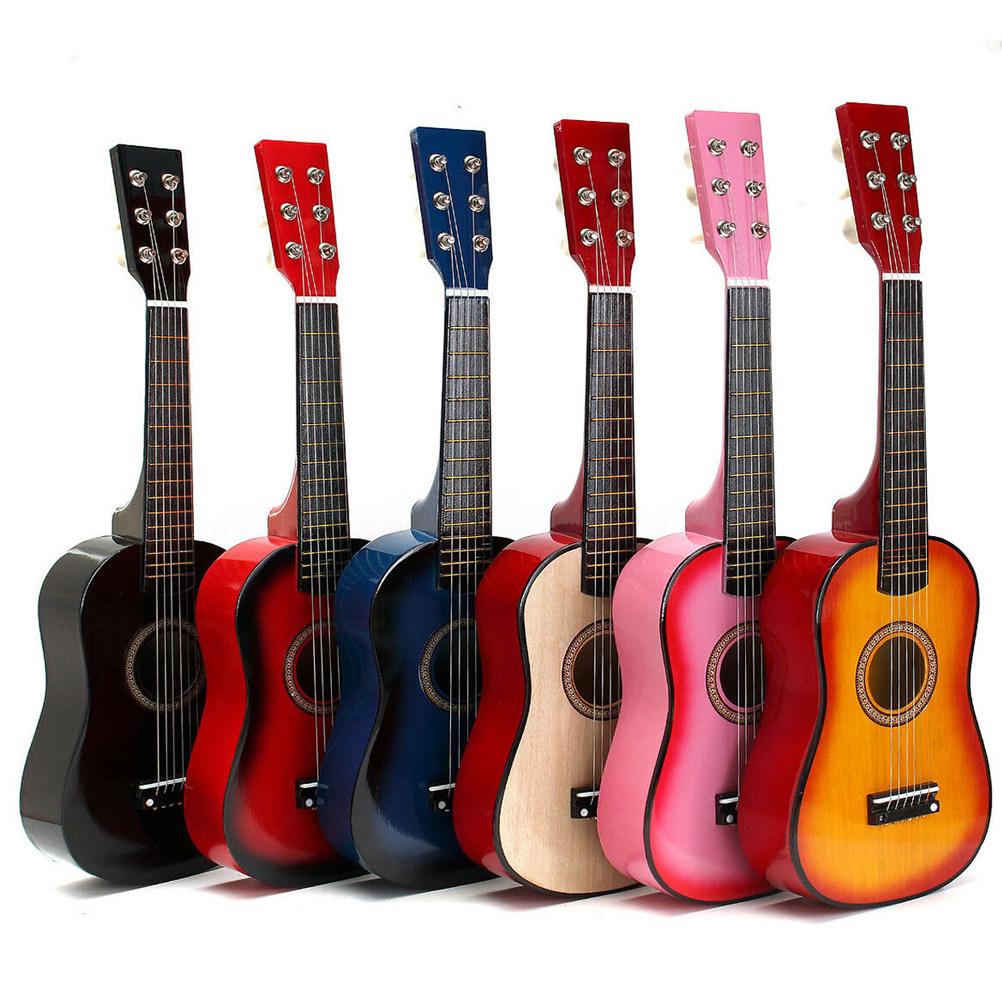 

23 Inch Wooden Guitar for Children Learning Musical Instrument Enhances Rhythm Sense Fine Motor Skills Creative Design Polished