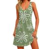 Women's Casual V Neck Floral Print Dress With Pockets Beach Dress