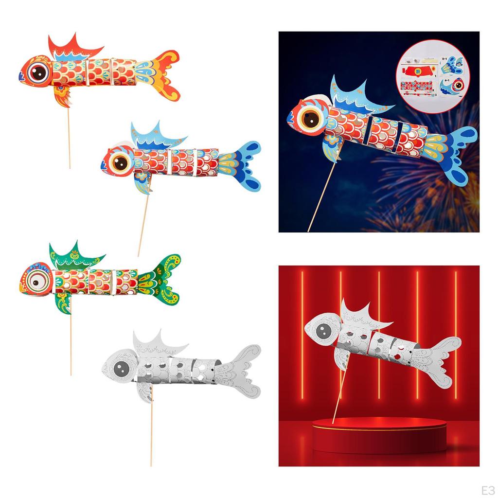 Handheld Koi Fish Lantern DIY Making Material for Chinese Year Mid Autumn Decoration