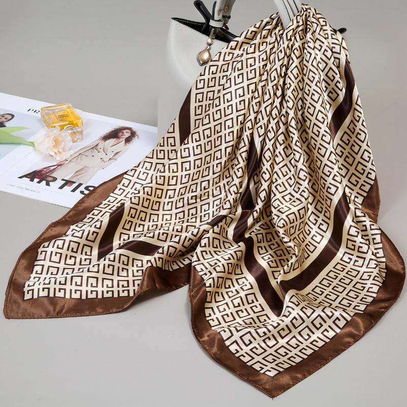 Small silk scarf women's large square scarf yarn scarf spring, autumn and winter matching shirt middle-aged mother square 91 × 91 thin scarf