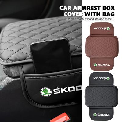 Car Armrest Box Pad Auto Protective Armrest Mat Storage Bag Interior Accessory For Octavia A5 A4 Mk1 2 Fabia Superb Rapid Xknp33