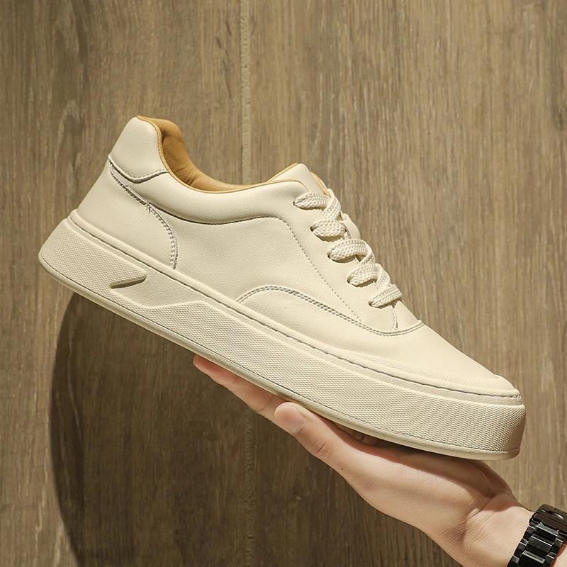 New Mens Casual White Shoes Designer Leather Business Shoes Italian High Quality Comfy Casual Shoes for Men Sneakers Mocassins