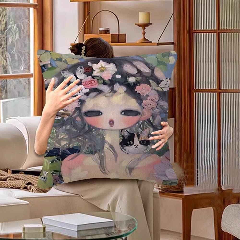 Aya Takano Anime Cushion Cover Car Throw Pillow Case For Sofa Car Christmas Gift 40X40Cm 45X45Cm