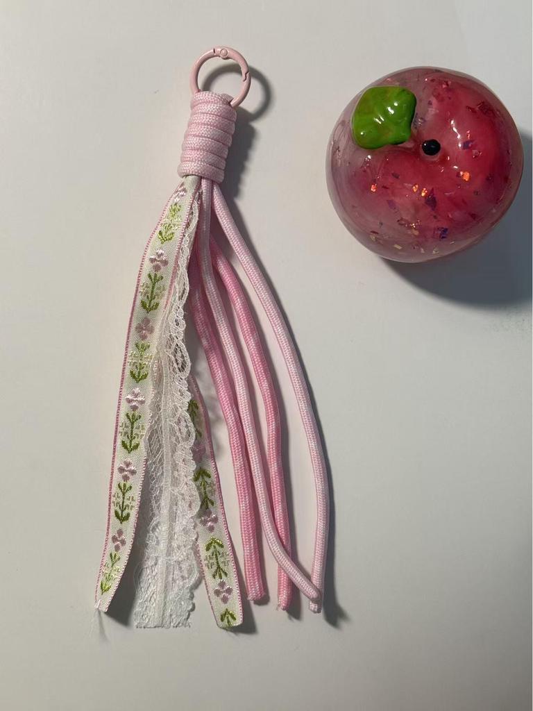 Handmade Colorful Lace Phone Lanyard & Dopamine Keychain Charm