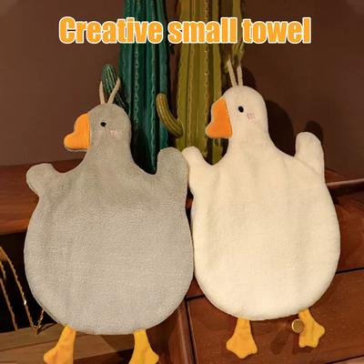 Cute Duck Hand Towel Soft Kids Hand Towel Duck Shape Absorbent Bathroom Towel with Hanging