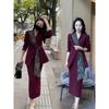 3022 Plus Size Women's Fashion Suit with Flowing Ribbon and Half Skirt - Slimming Two-Piece Commuting Set