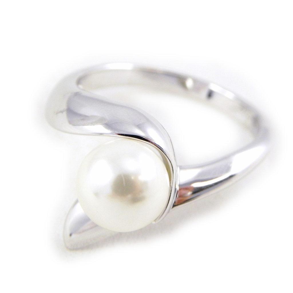 Silver Ring 'Perla' Silvery White (rhodium) - 8 Mm