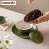 81ml Matcha Green Sprinkle Gold Gaiwan Boutique Tea Tureen Tea Bowl With Lid Kit Tea Making Cover Bowl Teaware Accessories Craft