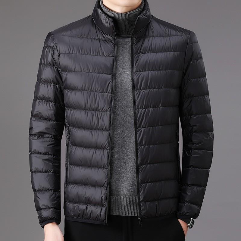 Mens Lightweight Down Jacket Short Style Stand Collar Casual Winter Coat 80-85% Duck Fill