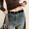 Maillard Styles Retro Fashion Suede Belt With Metal Buckle Waist Belt Ins Versatile Decoration Belt
