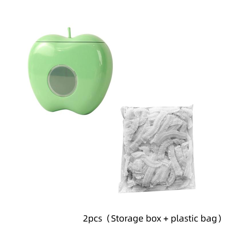 Kitchen Storage Box Apple Shape No Drill Wall Rack Dustproof Transparent Window Disposable Fresh Cover Organizer
