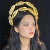 Unique Wheat Leaf Headband Double Layer Hairpiece Bridal Tiaras Stylish Headwear Hair Ornament for Women Costume