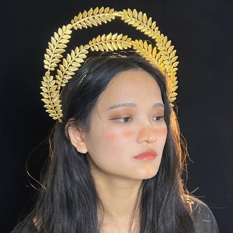 Unique Wheat Leaf Headband Double Layer Hairpiece Bridal Tiaras Stylish Headwear Hair Ornament for Women Costume