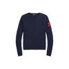 Polo Suéter de Tricô Cor Sólida Bordado com Letras Slim Fit Feminino sweater Azul WMPOSWENC020727-400