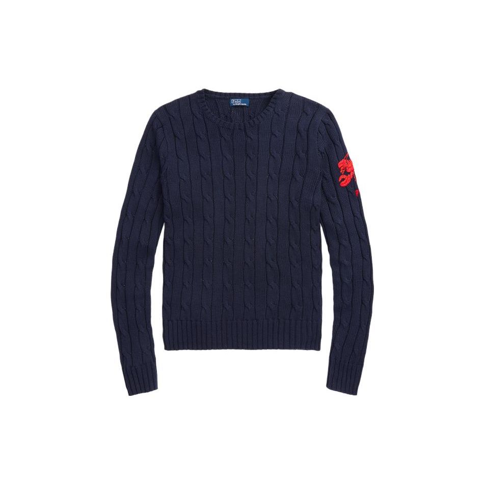 Polo Ralph Lauren Однотонный вязаный свитер облегающего кроя с вышивкой букв Женский свитер Синий WMPOSWENC020727-400 XS 10600₽