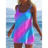 Women's Swimwear Tankini 2 Piece Swimsuit  Leopard Print Vacation Bathing Suits
