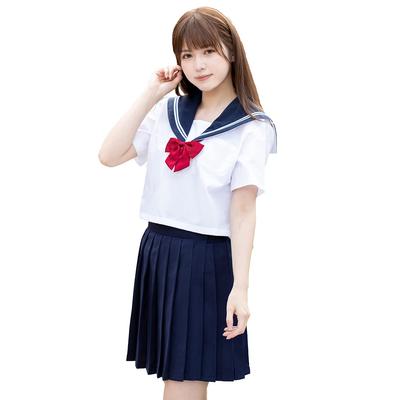 [CLASSE] Cosplay Sailor Uniform Ribbon Costume Ladies Crossdressing Schoolgirl Sailor Suit Short Sleeve White L Size (M Size Equivalent)