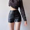 Women's High Waist Faux Leather Shorts Slim Fit Solid Color Casual Booty Shorts Summer Shorts