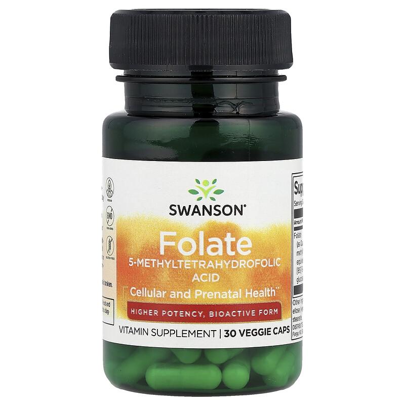 Folate, 30 Veggie Caps (1,360 Mcg DFE Per Cap)