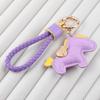 Trendy Leather Woven Rope 'Instant Wealth' Cartoon Keychain – Cute Car Key Accessory & Bag Pendant