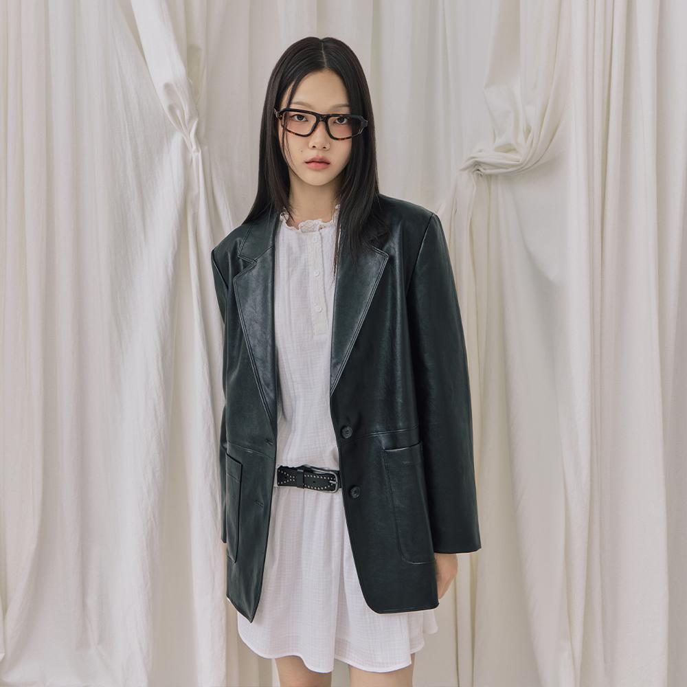 Lap Single 2-Button Jacket (Suede/Faux Leather) Ar3Lz862