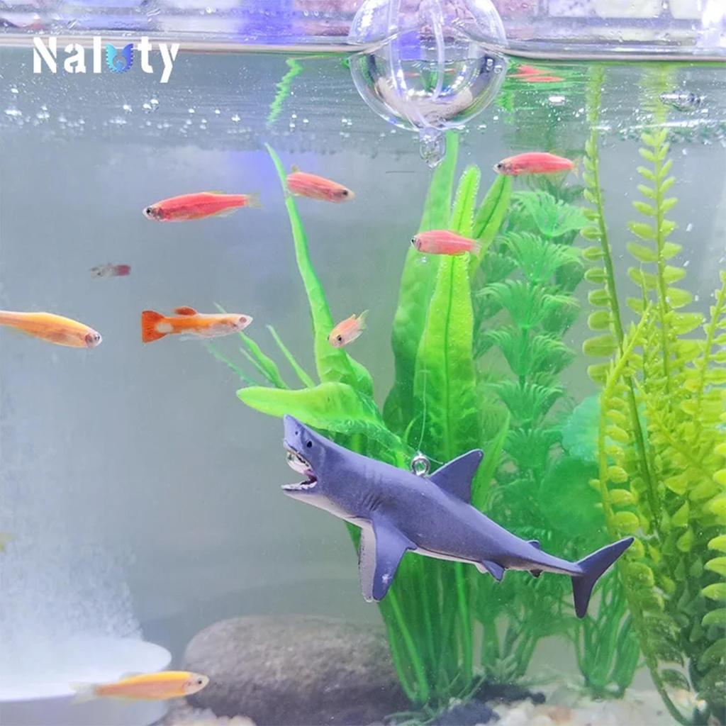 Decorazione per Acquario Squalo Galleggiante con Posizione Regolabile Decorazioni Artificiali Galleggianti per Pesci d'Acquario