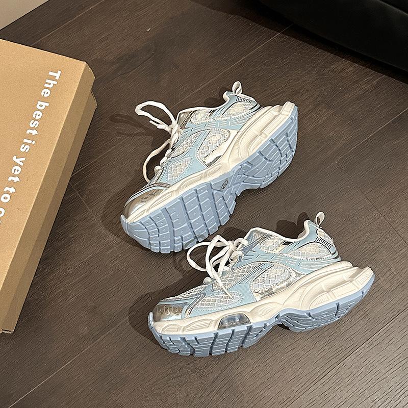 Fashion casual muffin shoes design sense thick sole summer retro breathable mesh comfortable girls sports shoes