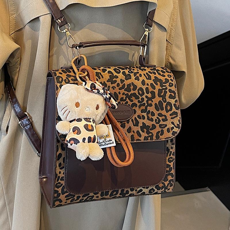 Popular Leopard Print Backpack for Women New Crossbody Bag for Women Ins Niche Versatile One-shoulder Handbag