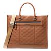 Jet Set her yerinde harf kabartmalı metal aksesuarlı tote çanta dana derisi ve suni deri evrak çantası el çantası orta boy erkek kahverengi
