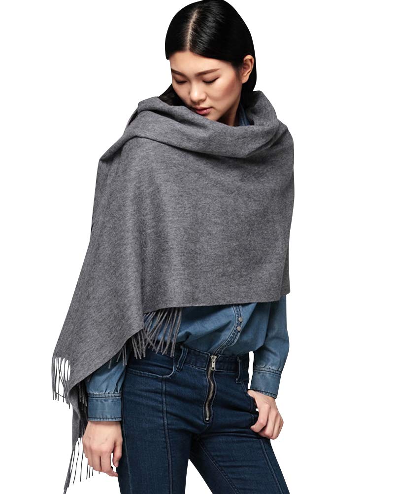 

РАДУГА Большой Толстый Кашемир 60 см Шириной х 200 см Длиной 100% Шаль, Плед, (Серый)