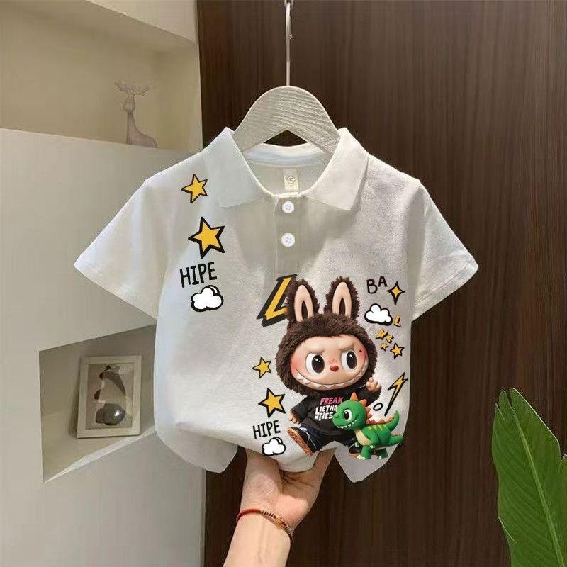 Cotton Children s Shirt Short-sleeved Summer Boys and Girls Versatile Shirt Baby Foreign Lapel Top 80