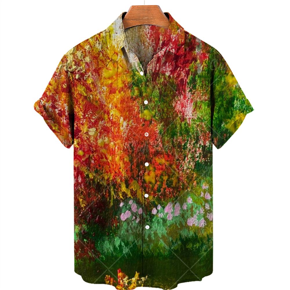 Oversized Shirt Hawaiian Beach Holiday Flower Painting Pattern Summer Casual Man Top Breathable Mens Design Clothing New