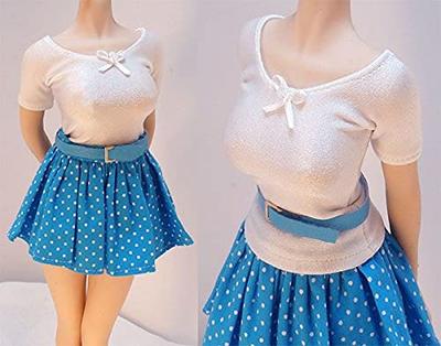 Figure Sexy Female College Girl Female White Mini Skirt and Belt Set and Head Not [TOYBARJAPAN] 1/6 Accessories/Beautiful Shirt, (Body Included)