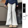 Douyin Women’s Winter Fleece-Lined Micro Flare Sweatpants - 2024 High Waist Slimming Wide Leg Horseshoe Pants