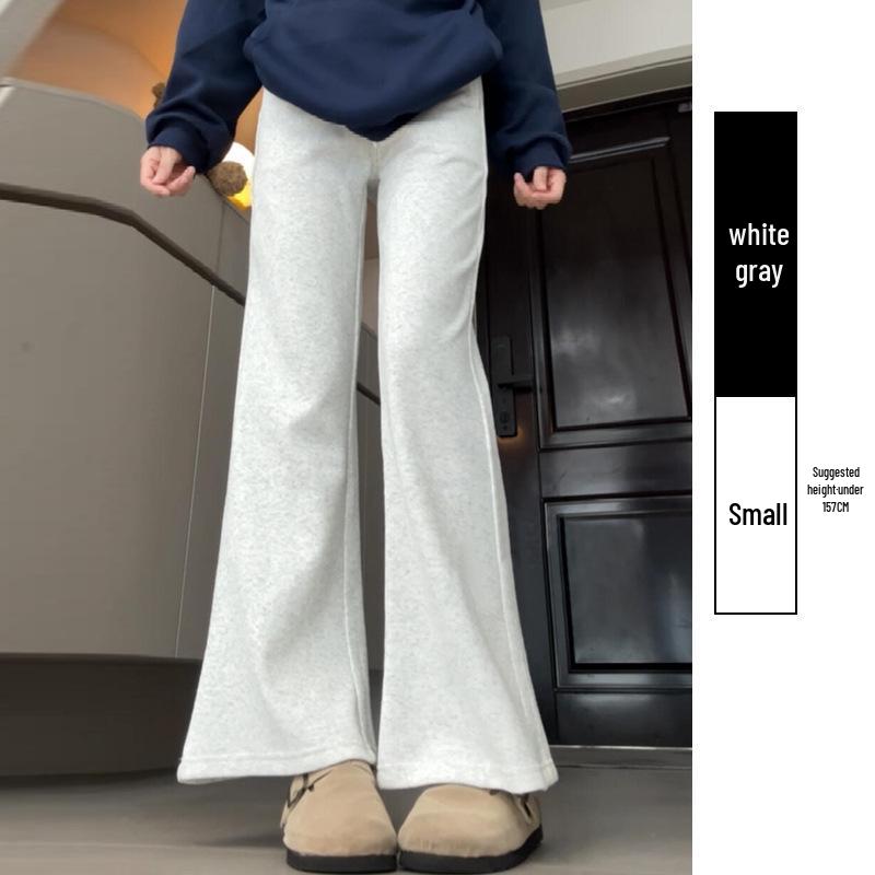 Douyin Women’s Winter Fleece-Lined Micro Flare Sweatpants - 2024 High Waist Slimming Wide Leg Horseshoe Pants