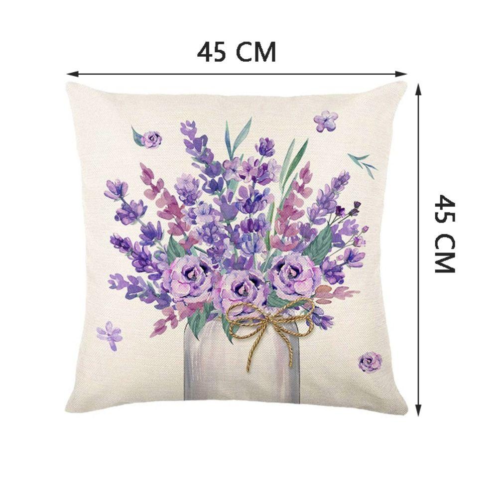 Polyester Material Cushion Cover Lavender Style Pattern Home Decor Pillowcase Home Decor