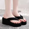 Fashion Women Fashion Wedge Flip Flops Summer Platform Shoes Light Weight Girls Indoor Beach Slippers Black Color Ladies Street Sandals