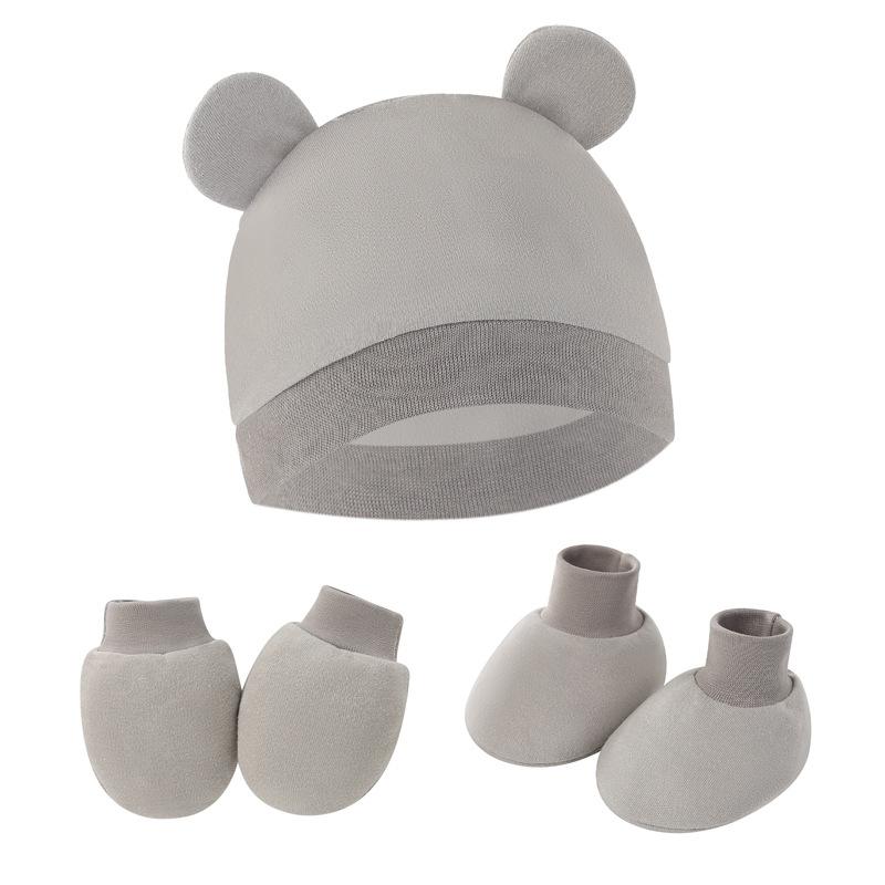 Newborn Newborn Baby Hat Anti Scratch Gloves Protective Foot Cover Three Piece Set Baby Hat Baby Hat