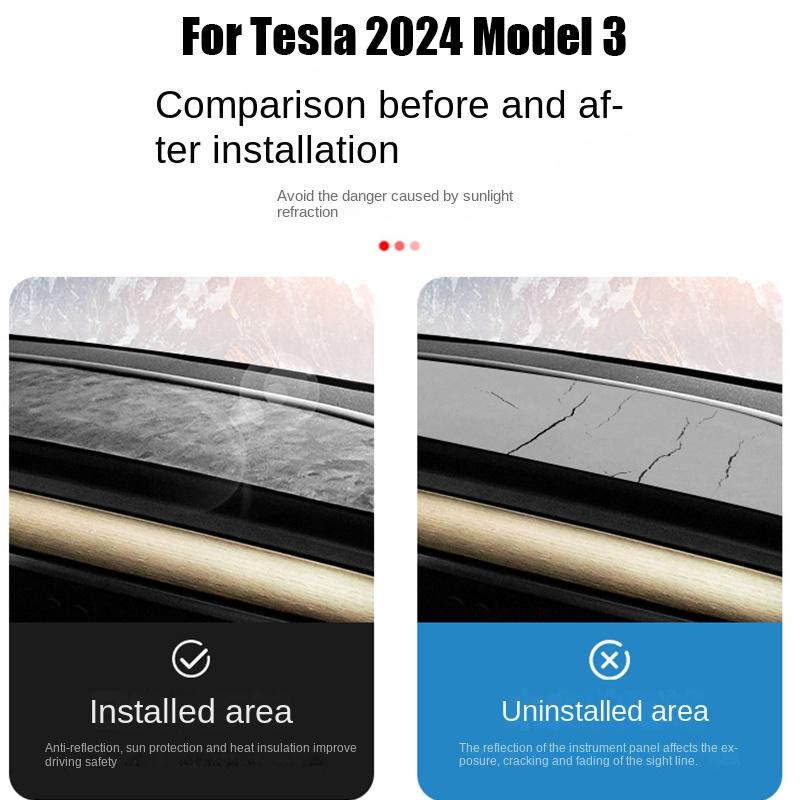 Light Proof Pad for Tesla Model 3+ Dashboard Mat Cover Heat Insulation Protective Pad Sunshade Mats New Model3 Highland 2024