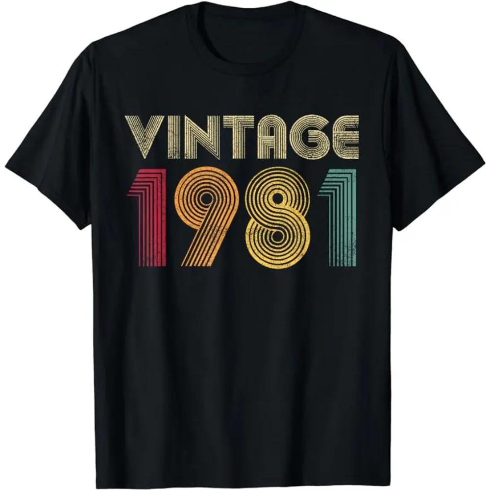 T-shirt Classique Vintage Chic Homme 42 Ans Édition Limitée Été Cadeau d'Anniversaire pour 1981 T-shirt Imprimé Personnalisé Vêtements Homme