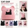 Stretchable Winter Knit Hat Knit Pullover Hat New Cat Ear Beanie Hat  Spring Autumn Winter