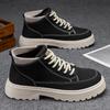 New Men's Martin Boots Autumn Black High-top Outdoor Retro Tooling Leather Boots Casual Versatile Trendy Shoes
